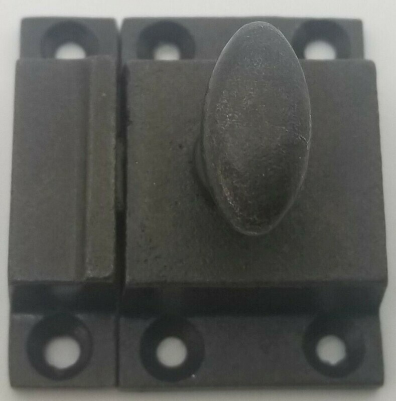 CAST IRON CABINET LATCH - 2 Sizes - spring loaded handle turn antique vintage old rustic patina classic window drawer curio desk dresser china