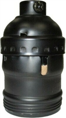 (LIMITED STOCK) -- Black Keyless Lamp Socket with Shell antique vintage bulb light old retro Edison