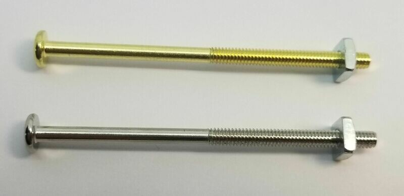 Two (one pair) 2.5 or 3" Brass or Nickel Pan Head Screw Bolt flat nut smooth glass porcelain knob antique vintage old new