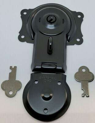 BLACK POWDER COATED Steel Trunk Lock with Keys - chest steamer vintage box old restore