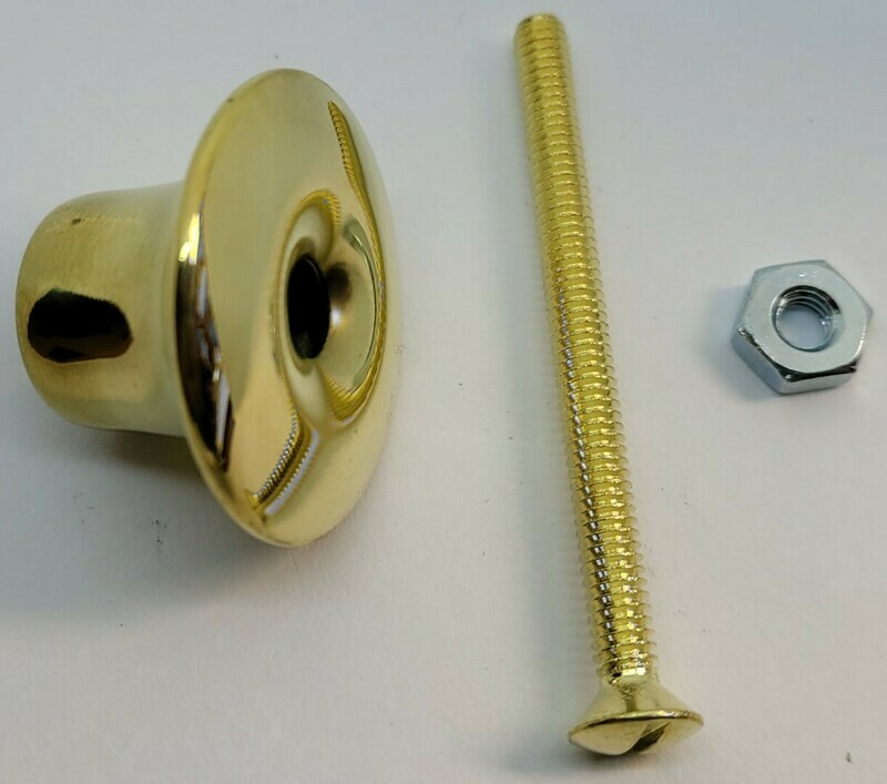 1-1/8th Inch Round Stamped Brass Knob Hoosier Cabinet Front Mounted 1.125" Diameter