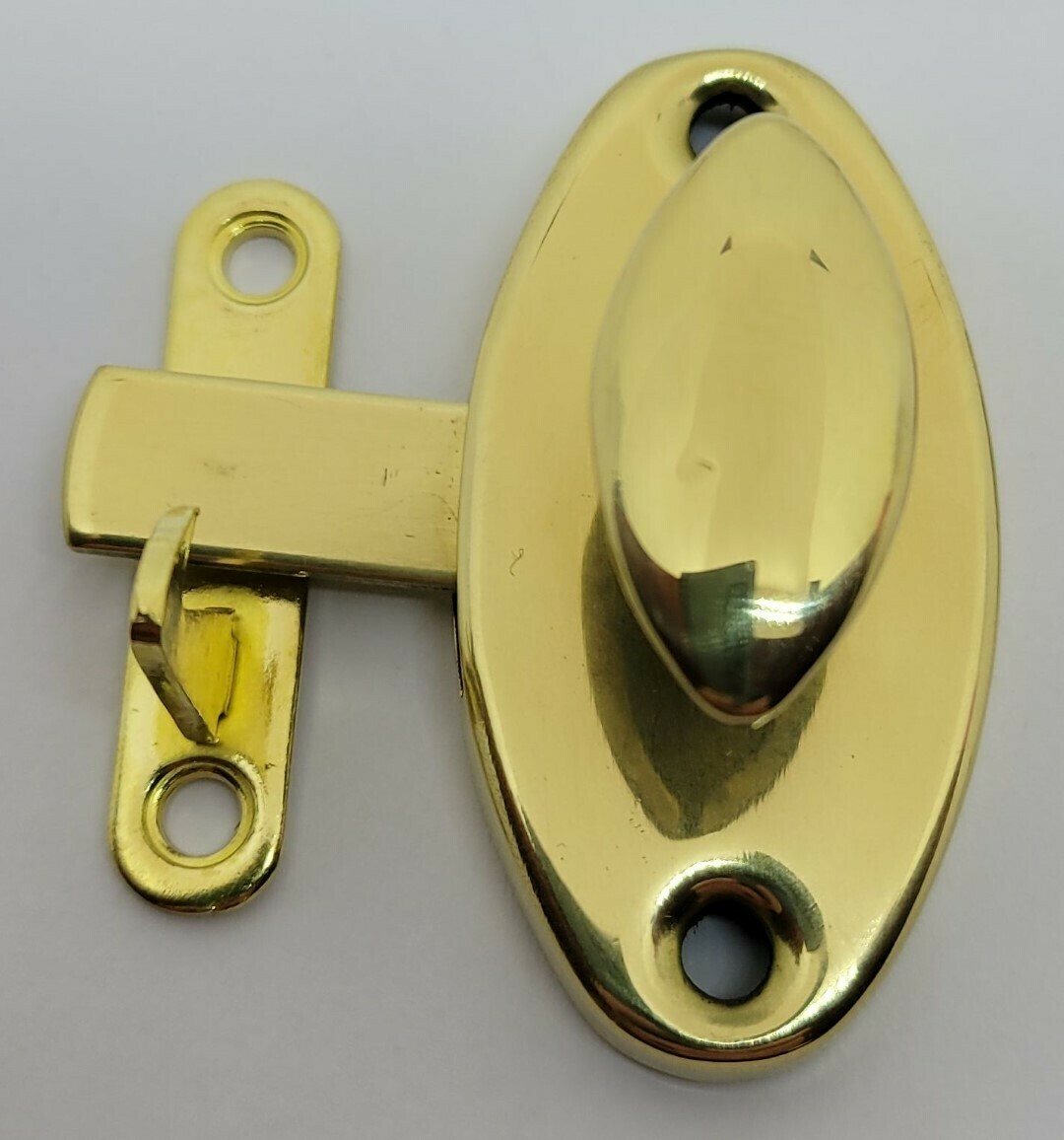 Hoosier Sellers antiq... Left Hand Boone Offset Cabinet Latch Polished Brass 