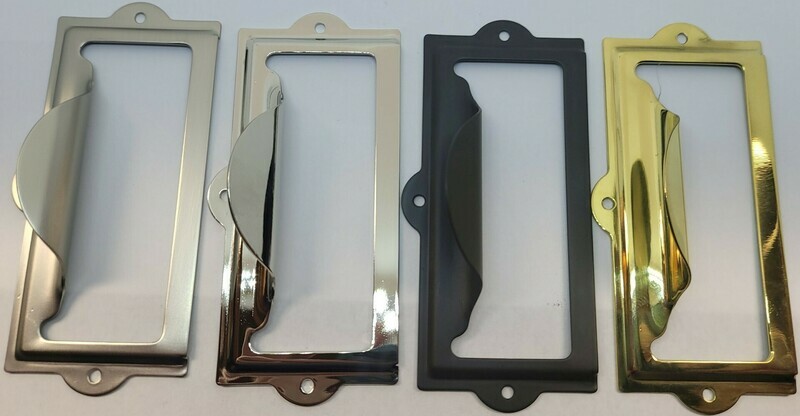 1.75" File Cabinet Card Holder Pull handle brass nickel bronze black fancy decorative drawer antique retro vintage old
