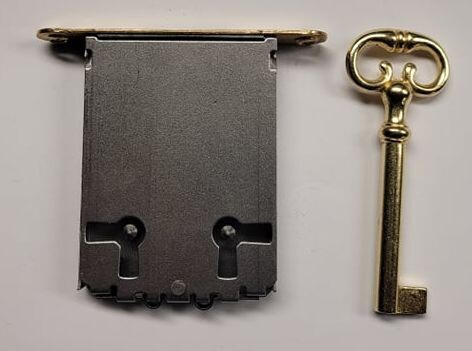 2-9/16" tall 1-7/8" wide Full Mortise Door 3 way Drawer Lock with Key cabinet china antique vintage retro