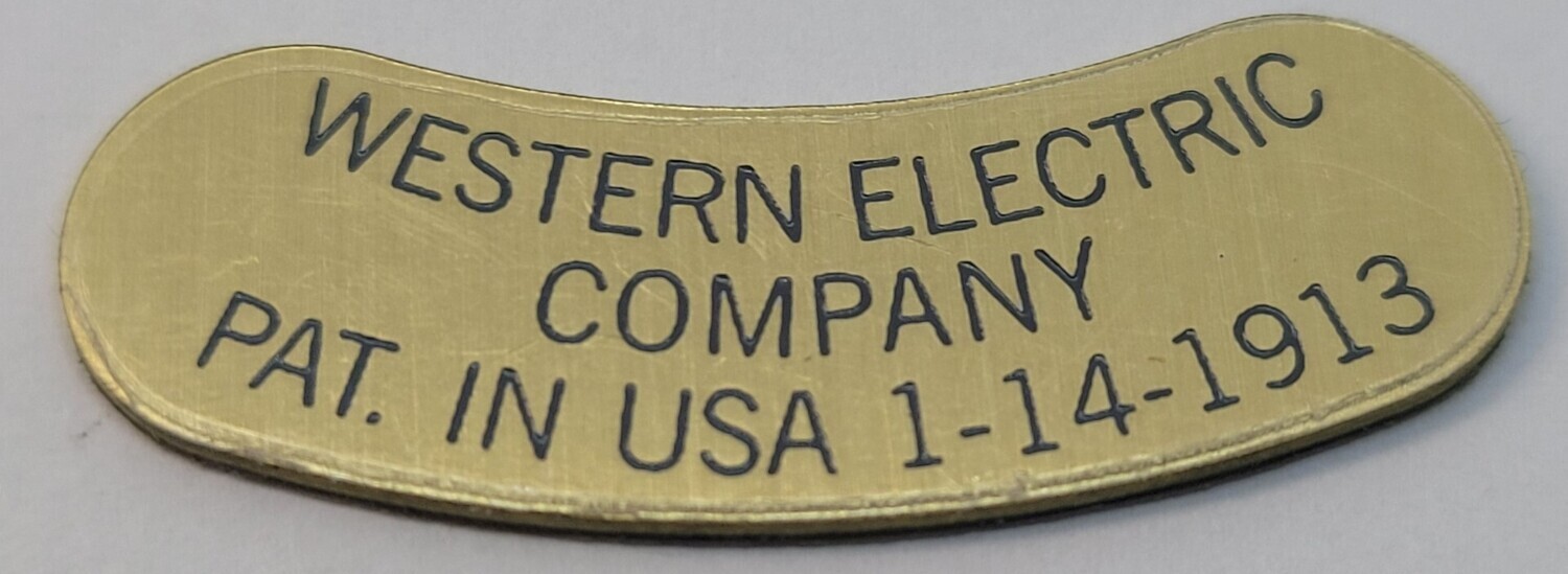 Western Electric Company USA 1913 - Curved Brushed Brass Phone Nameplate phone Kellogg western electric antique vintage retro old