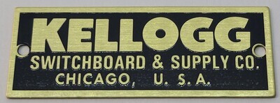 Kellogg Switchboard & Supply Co. Chicago USA NAME PLATE western electric antique vintage retro oldhone Nameplate