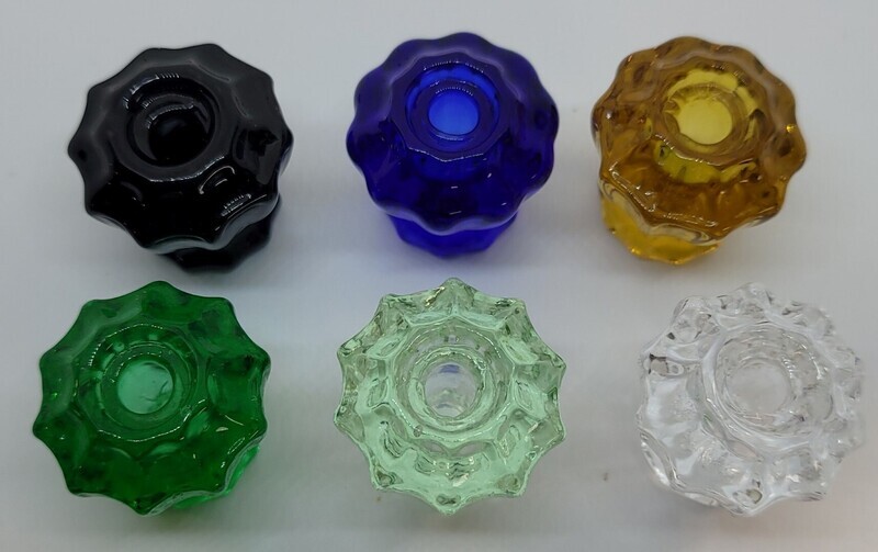 1", 1-1/4", 1-1/2" Fluted Glass Knobs with Pan head screw antique vintage old retro cabinet door drawer cupboard hoosier