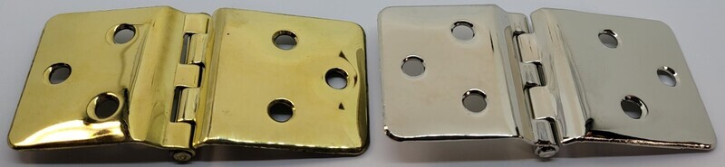 3-1/4" - 3/8"offset 90° Sellers Cabinet Fold Back Hinge Plated Brass antique vintage retro old hoosier sellers mcdougall napanee