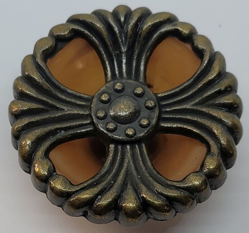 2" Round Bakelite Zinc Diecast Waterfall style knob pull mid century modern rustic antique vintage retro old tortoise shell backing