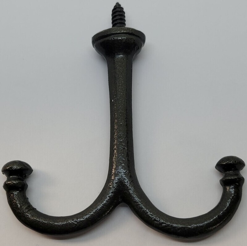Cast Iron Wardrobe under table mount Ceiling Double Hook coat rack purse mid century modern screw patina rustic antique vintage old