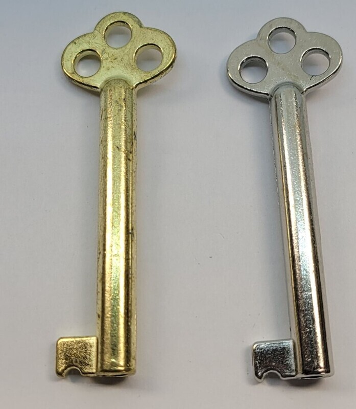 Polished BRASS or Nickel KEY skeleton vintage old door drawer cabinet retro mortise antique lock desk cabinet door roll top