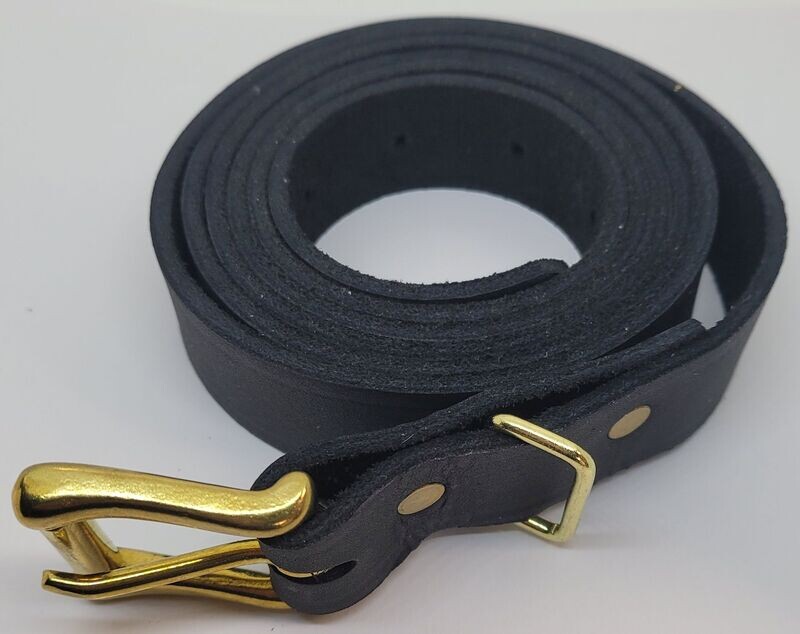 5' (60") BLACK Long Leather Trunk Buckle Strap chest steamer antique vintage old new