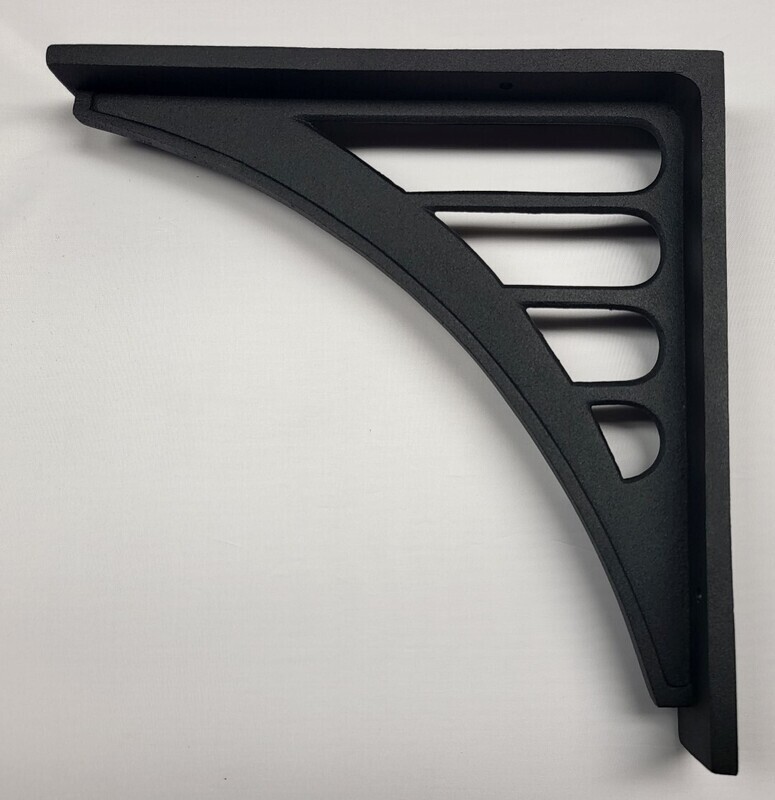 Sturdy cast aluminum bridge SHELF BRACKET has a classic catenary arch design fancy classical antique vintage old rustic patina classic mid century modern