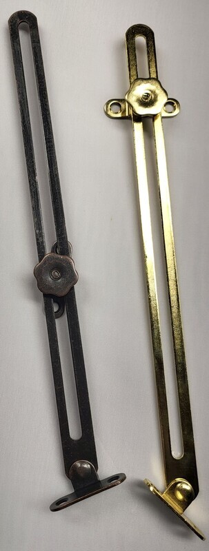 10" Steel Bronze Brass Adjustable Wheel Tension Sliding Slotted LOCKING STAY lid trunk chest steamer antique vintage old