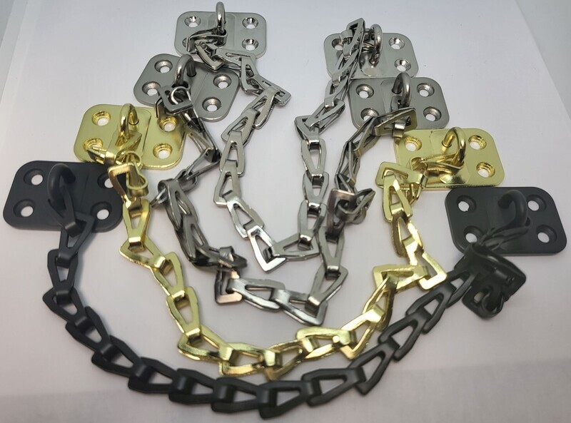 12" Chain support transom steel brackets windows door lock safety antique century rustic vintage fancy