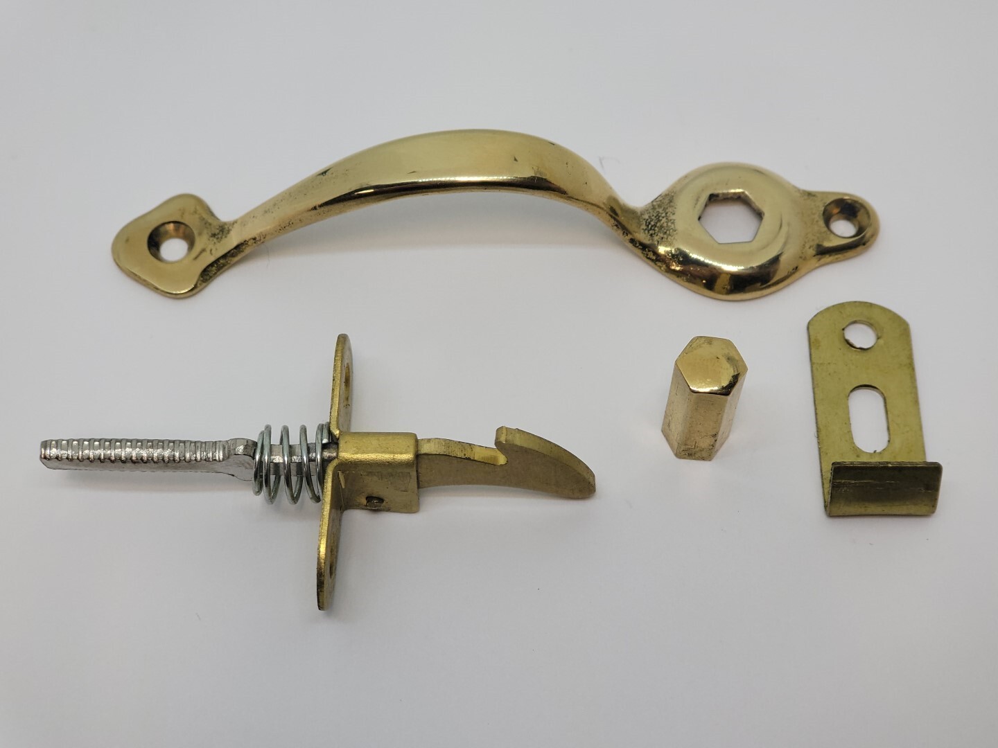 Music Cabinet Cast Brass PUSH BUTTON LATCH pull catch door drawer handle antique 