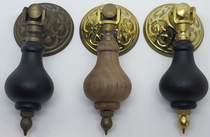 East Lake Single Post Pendant Pull Victorian drop teardrop brass antique vintage retro fancy wood Ebonized Walnut
