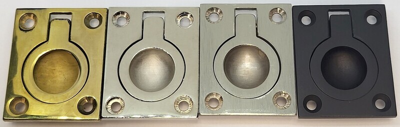 Solid Brass Flush Ring Pull modern hidden knob handle nickel mid century modern nickel oil bronze brushed antique vintage restore retro old