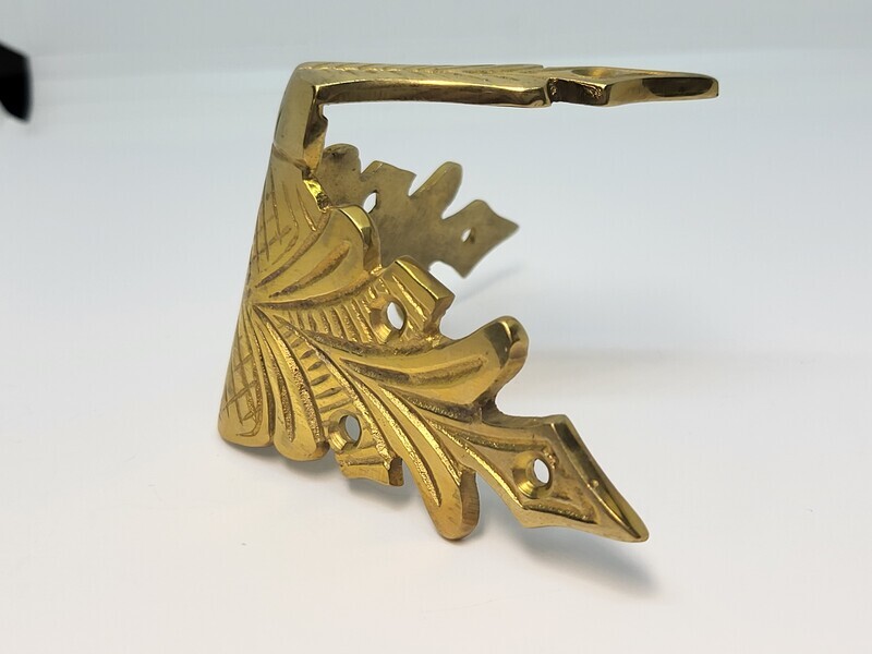 LIMITED STOCK -- FLAT TOP Fancy Trunk Corner - Solid Brass edge clamp knee trunk chest