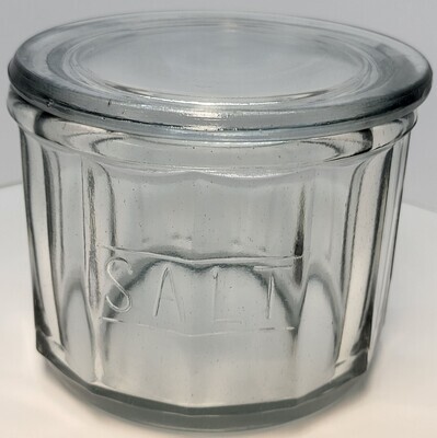 cabinet antique vintage ol... Hoosier Coffee Jar Mission Pattern Clear Glass 