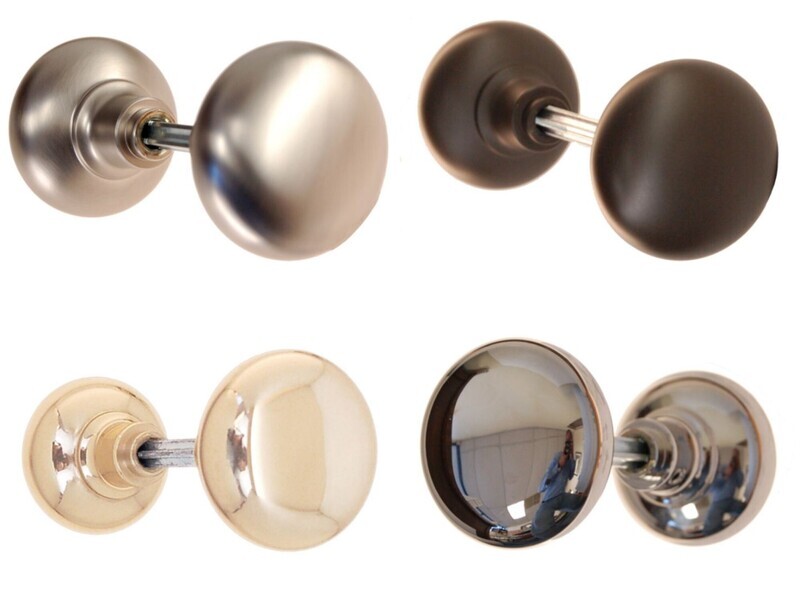 Pair Of Solid Core Heavy Duty Brass Doorknob. 2-1/4" Solid Plain sleek design antique vintage retro nickel chrome black oil rubbed bronze