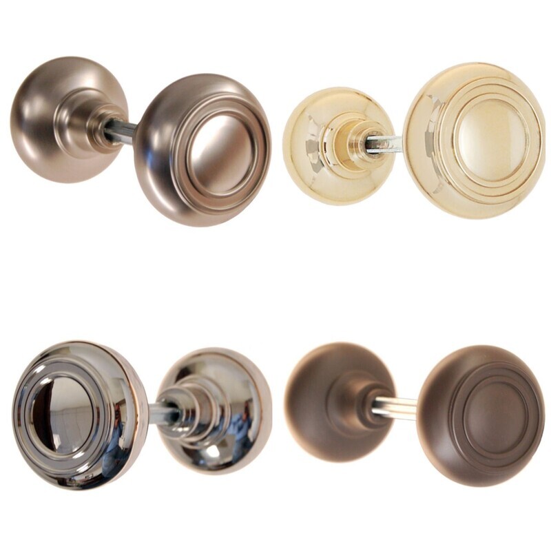 Pair Of Solid Core Heavy Duty Brass Doorknob. 2-1/4" Embossed Line sleek design antique vintage retro nickel chrome black oil rubbed bronze