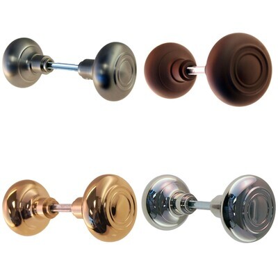 Pair Of Hollow Core Old Style Brass Doorknob. 2-1/4