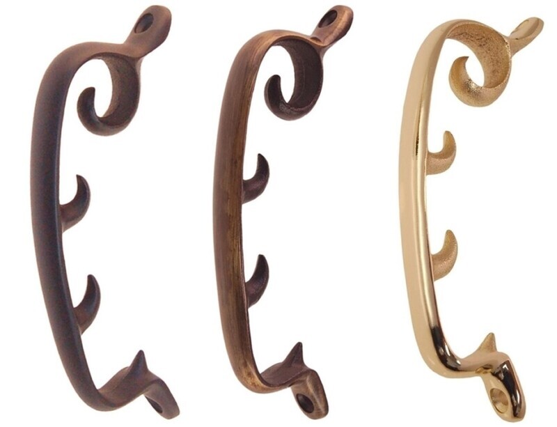 PAIR - Morris Chair Brackets Antique Brass Oil Rubbed Bronze Finish Cast iron 4 slot leaning positions recliner seat bar rod hook vintage retro old rustic