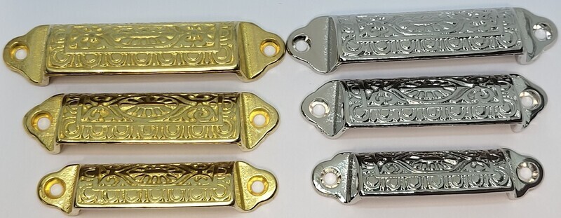 Cast Brass Ornate Victorian Bin Pull - 3 Sizes - Polished Nickel knob handle fancy decorative antique vintage retro desk drawer 2.75-3-3.5" CTC