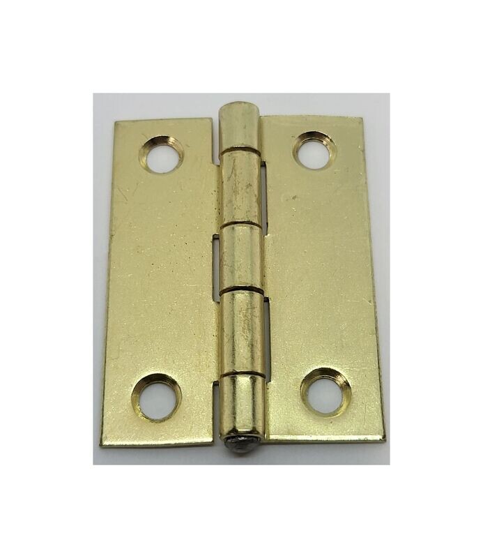 Small Brass Plated Steel flat Butt Hinge - 2" x 1-1/2" - plain antique vintage retro fancy decorative box jewelry case