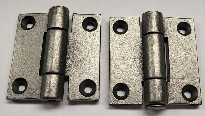 2 Inch NON-HANDED Plain Pin Hinge (Pair) Cast Iron Thick Heavy Duty Strong Antique Vintage rustic retro old decorative fancy Victorian pattern door window cabinet fence