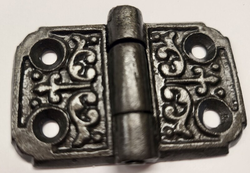 1-1/4" Small Tiny Little Victorian Style Hinge Cast Iron Antique Vintage rustic retro old decorative fancy engraved etched pattern door window cabinet