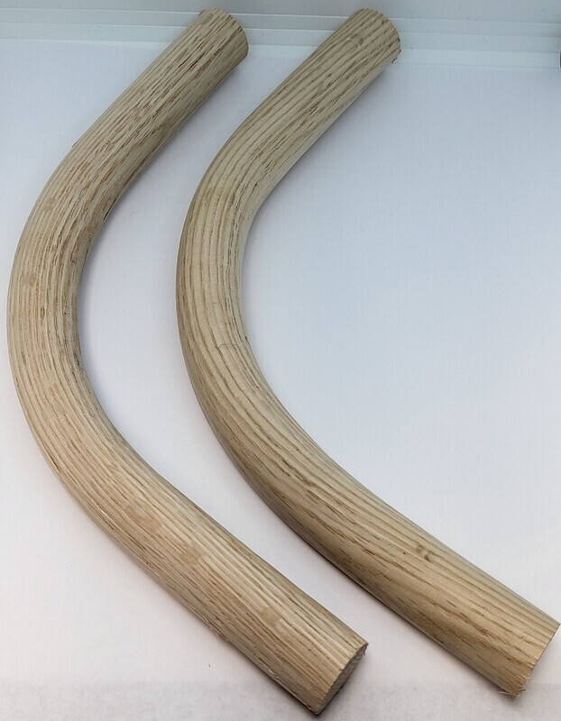 Pair (2) Unfinished Bent Oak Chair Bracing Hip Hugger Brackets Braces seat back side