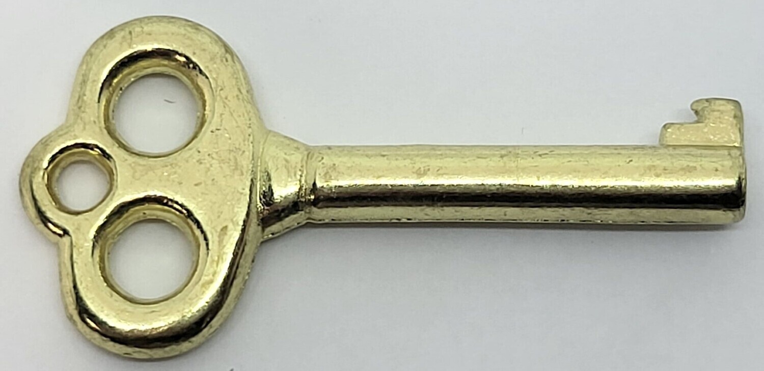 Small Cast Brass Key Polished Skeleton Antique retro desk cabinet hope chest box jewelry vintage tiny rustic 1880 lock