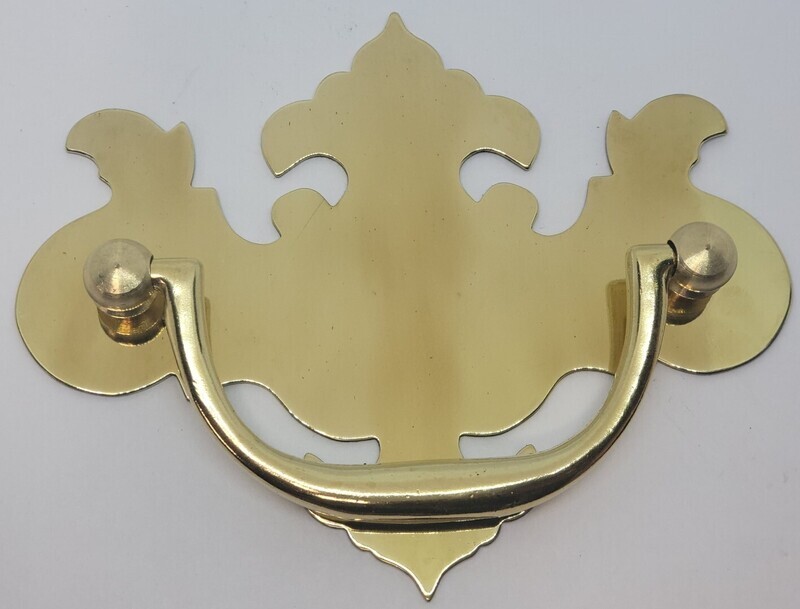 Polished Stamped Brass Chippendale Style Willow Drawer Pull 2.5 & 3" CTC antique vintage retro fancy decorative