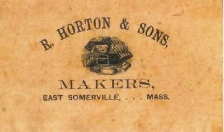 R. Horton & Sons Maker Label Print steamer trunk chest sticker decal antique vintage old sign interior