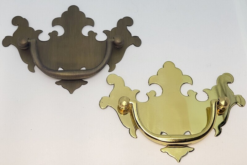 Chippendale Style Drawer Pull Willow 2" 2.5" 3" bail swan bat antique solid brass retro vintage fancy