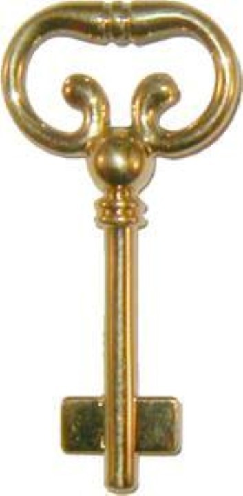 Blank Key for Roll Top Desk Lock - Brass Polished Skeleton Antique