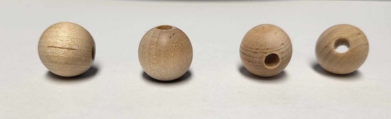 5/8" Diameter ROUND BEADS with hole - Ball Spacer high chair arm Maple wicker cane spline reed wood necklace charm small tiny little bracelet cat toy