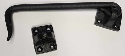 6 INCH EYE & HOOK BOLT lock Cast Iron black powder coated gate barn door shutters cabin hole latch catch rustic antique vintage fancy