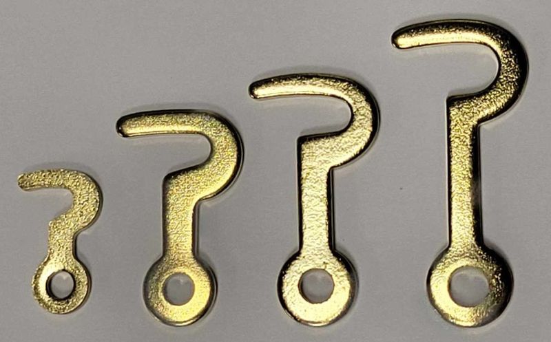 Small Brass Plated Steel Flat Hook Catch Latches 4 sizes (3/4) 0.75, 1, 1.25 & 1.5 Inch antique vintage retro old shutters side by side doors jewelry box cabinet lock tiny flip clasp