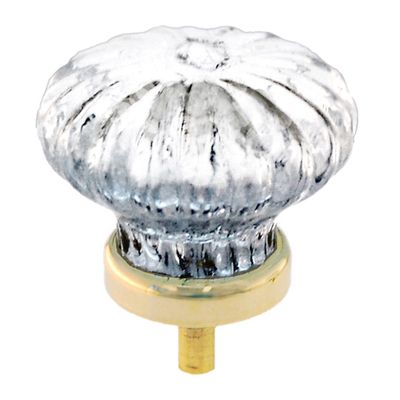 1.375 - 1.75" Diameter Scalloped Clear Molded Glass KNOB on Brass or Nickel Base antique fancy retro vintage door cabinet pull