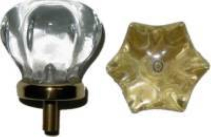 Glass Knob with Brass Base - 1 1/2