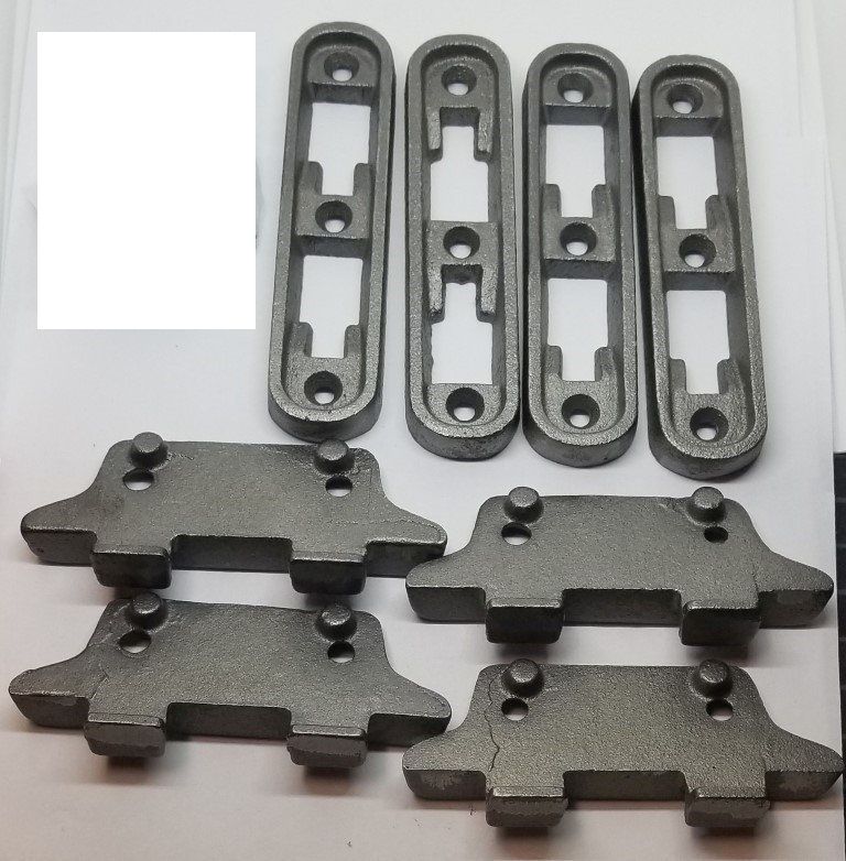MEDIUM Cast Iron Bed Rail Fastener Set (kit) - 4 frame hooks Post anchors metal antique vintage