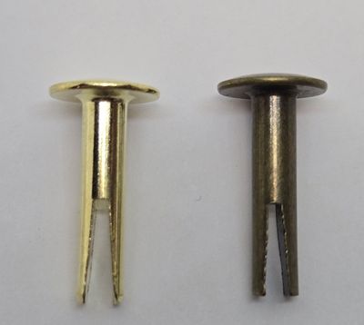 Split Rivets Brass. Nickle & Antique Brass Plated - 1/2" 5/8" 3/4" 7/8" trunk chest steamer antique fancy gold polished patina fasten lock Bifurcated 2 leg fasten join leather cloth case