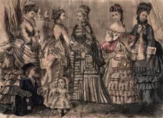 Godey Girls - print decal sticker trunk liner paper chest steamer antique vintage old sign