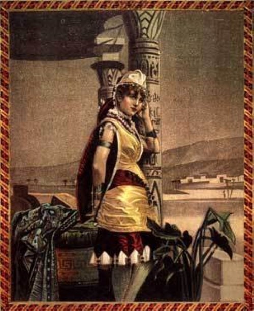Arabic Woman - print decal sticker trunk liner paper chest steamer antique vintage old sign