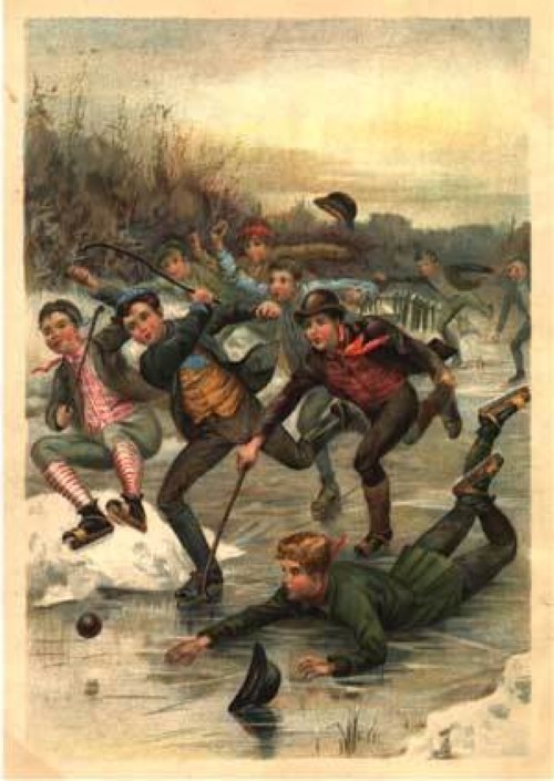 Boys having fun - print decal sticker trunk liner paper chest steamer antique vintage old sign