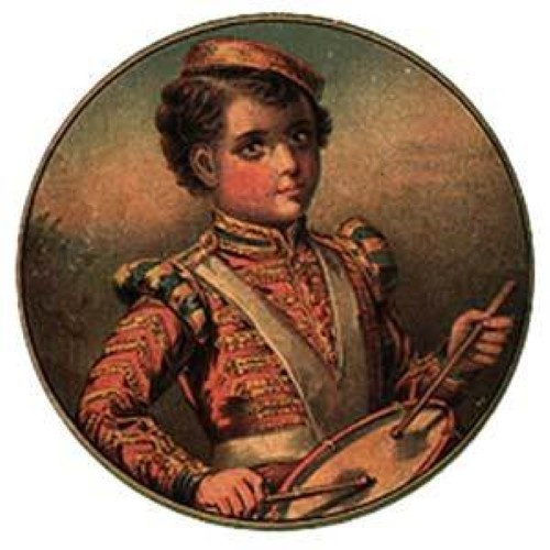Drummer Boy - print decal sticker trunk liner paper chest steamer antique vintage old sign