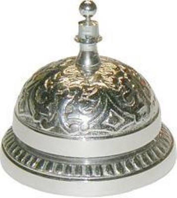 Desk Bell - Cast Brass Nickel Plated - Victorian Style Antique Service